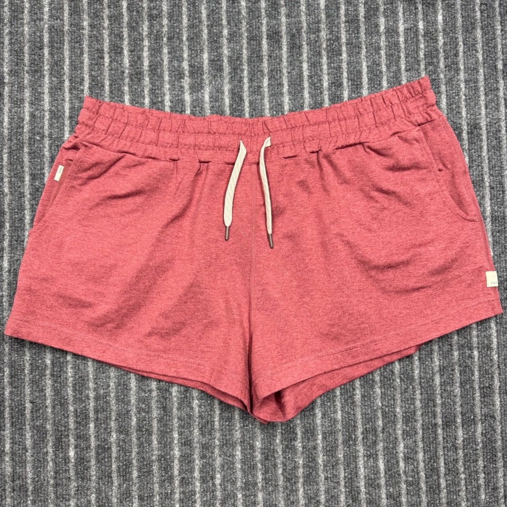 Vuori Womens Performance Jogger Shorts Large Red Heathered Drawstring Athletic
